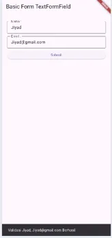 Screenshot Hasil running TextFormField